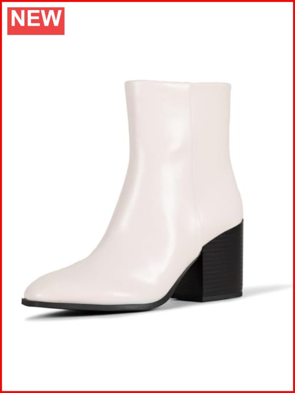 Clean Stacked Heel Ankle Boots Faux Calfskin Memory Foam Side Zipper